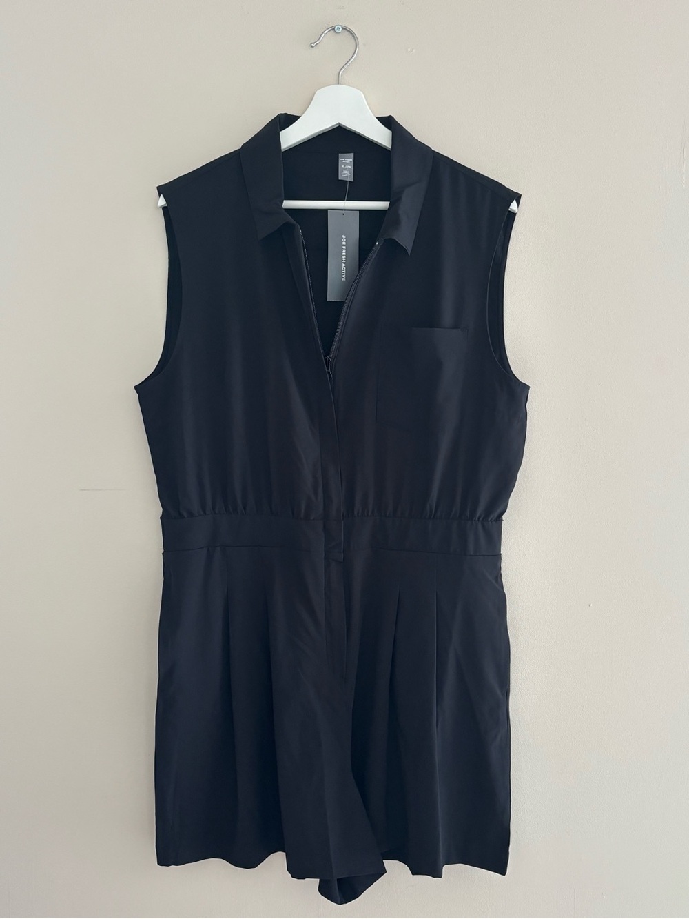 NWT Joe Fresh Sleeveless Romper Shorts with Front Zip & Pockets Size XL Black